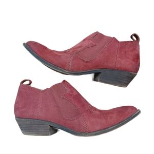Lucky Brand Joelle Red Suede Western Bootie Women's Size 7.5 M